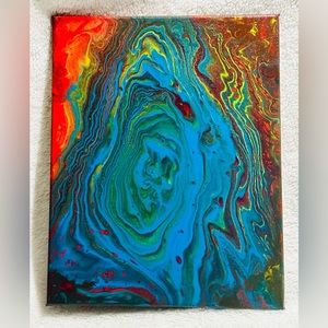 Acrylic Fluid Wall Art Decor - Original Handmade "14x11"
